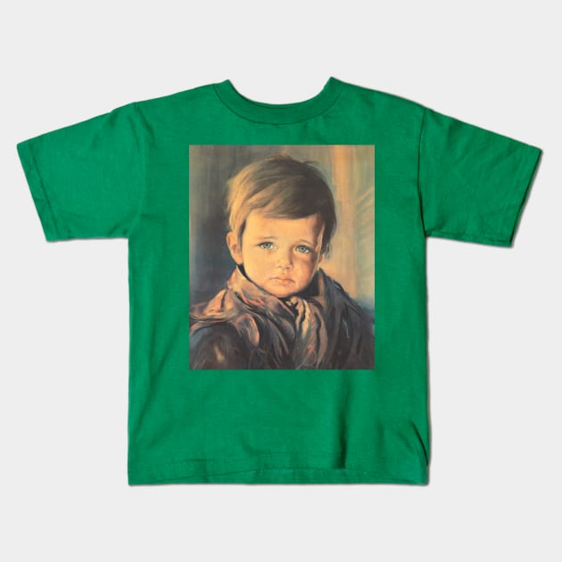 Crying boy cursed painting Kids T-Shirt by Princifer